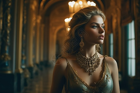 宫殿珠宝高贵华丽模特图片