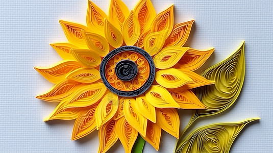 漂亮的手工衍纸太阳花背景图片