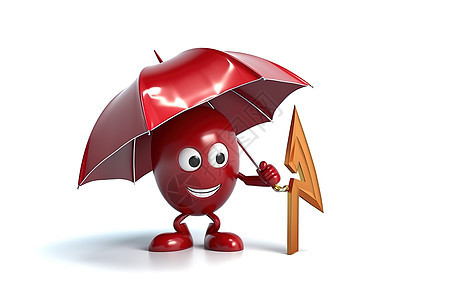 红色雨伞闪电3D图标图片