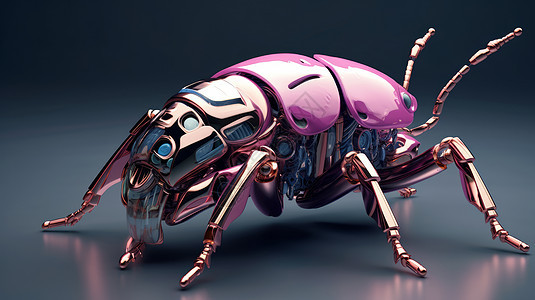 粉色金属质感科技昆虫图片
