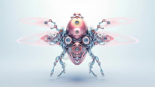 粉色科技感机械昆虫图片