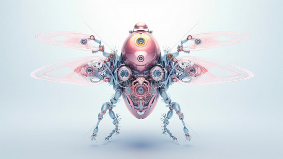 粉色科技感机械昆虫图片