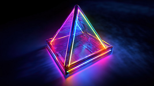 几何三角形炫酷霓虹灯图标图片