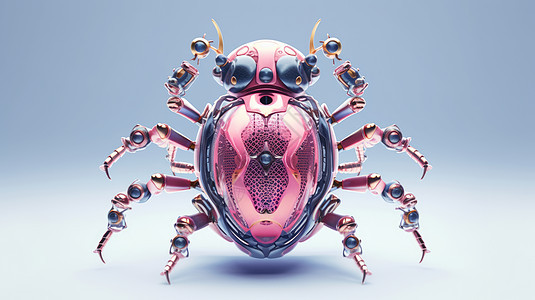 粉色科幻机械金属质感昆虫背景图片