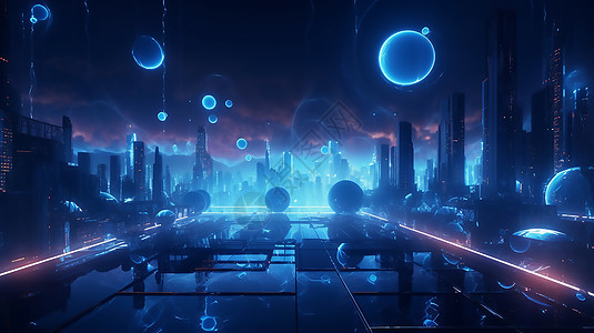 科幻未来城市夜晚图片