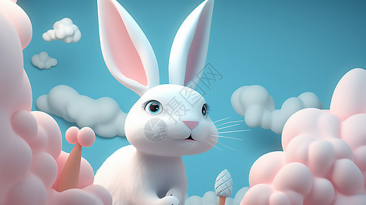 可爱呆萌的小白兔图片