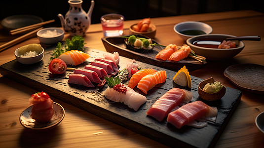 美食日式料理生鱼片图片