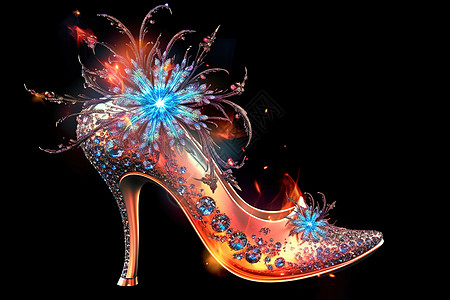 时尚设计水晶鞋蝴蝶花朵背景图片