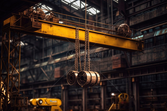 重工业工厂的起重机吊机图片