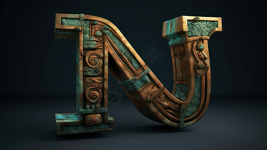 仿古文物青铜器立体复古字母背景图片