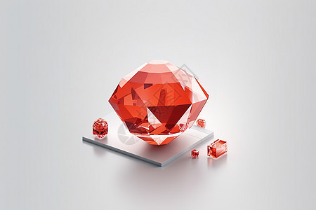 钻石图标红色磨砂玻璃透明的技术感图片