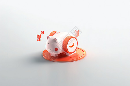 小猪储钱罐3D图标背景图片
