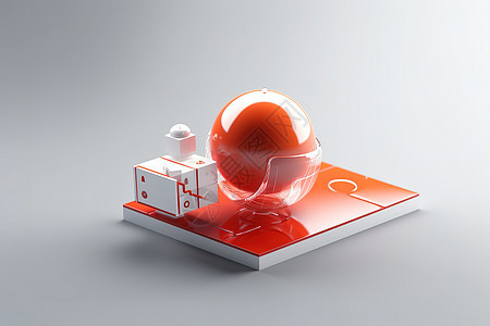 一个红色圆形球体形状科技图标背景图片
