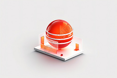 红色圆形球体形状科技图标图片