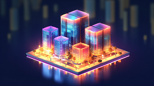 3D等距城市运营中心图标图片