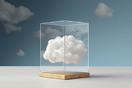 玻璃盒子里飘浮的白云图片