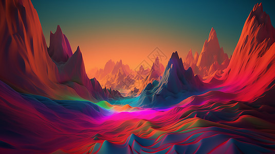彩色起伏山脉图片
