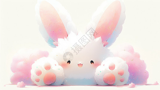 长长的粉色兔子耳朵萌宠卡通怪物背景图片