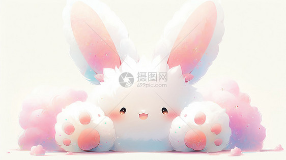 长长的粉色兔子耳朵萌宠卡通怪物图片