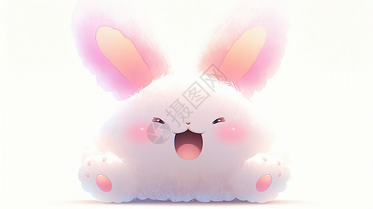 可爱的粉色耳朵开心大笑的卡通萌宠兔图片