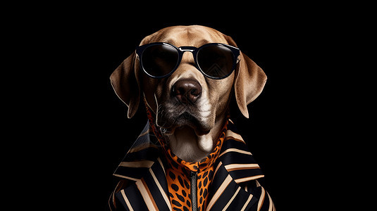 穿条纹服装戴墨镜酷酷的狗图片