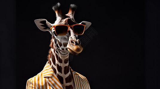 穿着西装帅气的长颈鹿图片