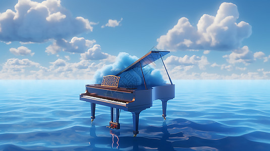 水面上的钢琴图片