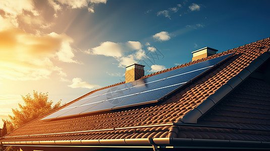 屋顶的太阳能发电板图片