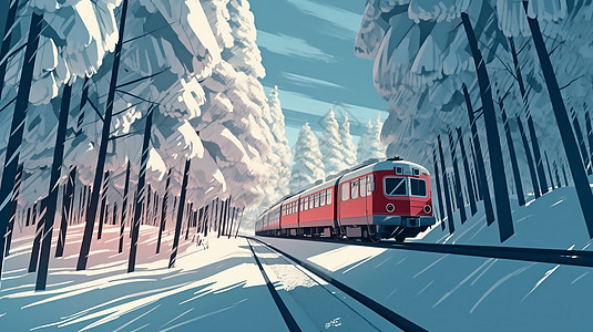 冬日景色里的火车图片