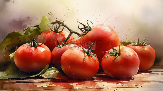 水彩西红柿绘画图片