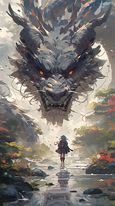 游戏中的巨龙神兽背景图片