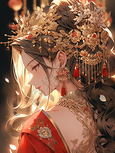 中国古代传统服饰金色光芒古风人物图片