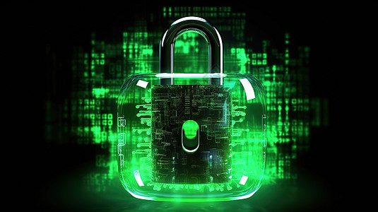 背景图 抽象数据中心安全锁背景图绿色锁插画
