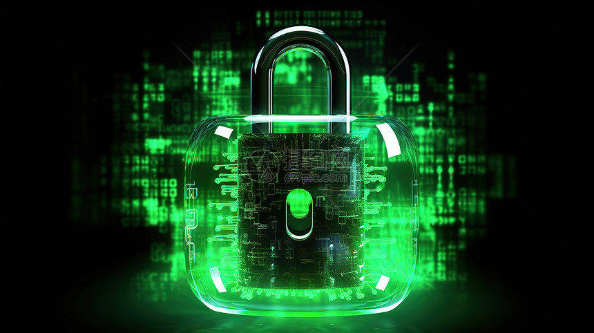 数据中心安全锁背景图绿色锁图片
