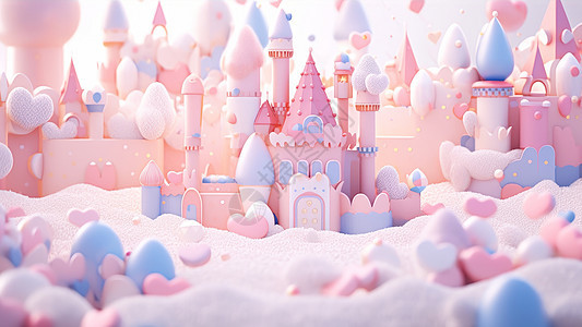 粉色可爱的卡通城堡图片