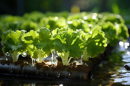 水管培养的绿色蔬菜图片