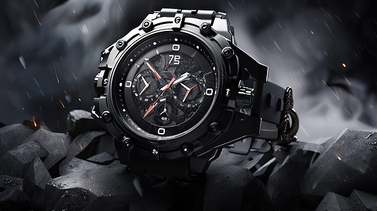 时尚高端科技感黑色手表图片