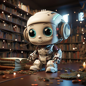 图书馆里可爱的机器人图片