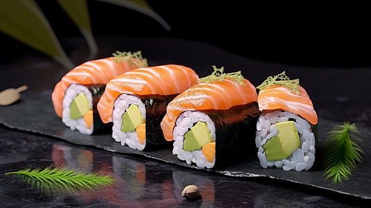 放在盘子中美味的日本料理寿司图片