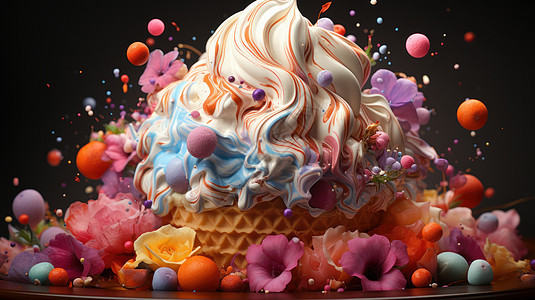 夏天美味诱人的超大冰激凌甜品图片