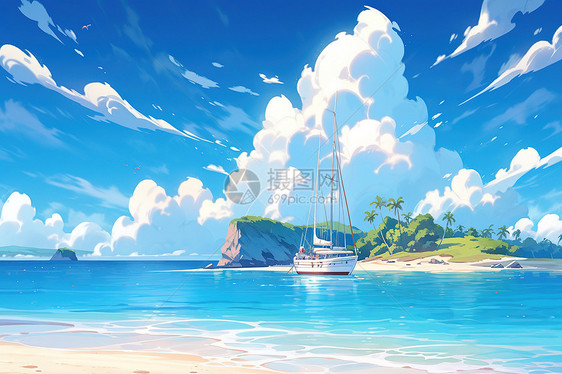夏季海岛旅行美丽的小岛插画图片