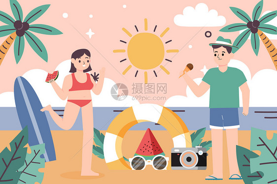 夏季海边情侣图片