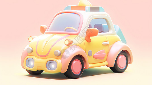 可爱的黄色卡通儿童小汽车图片