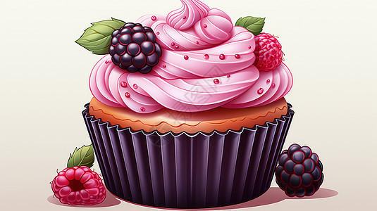 美味诱人的粉色卡通水果蛋糕图片