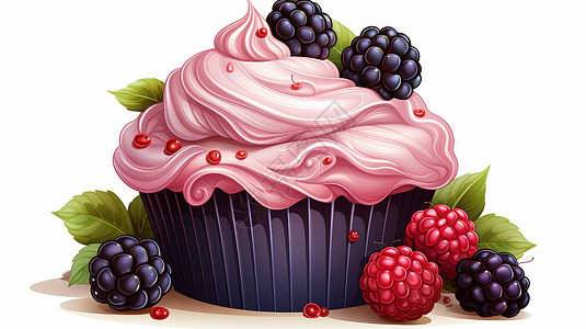 卡通双莓粉色奶油蛋糕图片