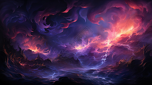 卡通魔幻紫色燃烧的世界抽象火焰纹理图片