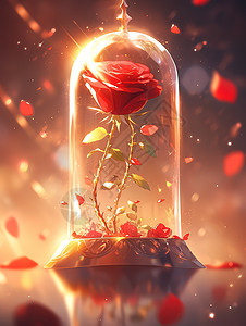 玻璃罩里的玫瑰花小王子图片