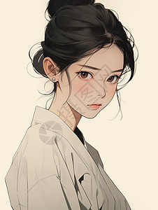 甜美美女美丽的花苞丸子头少女插画