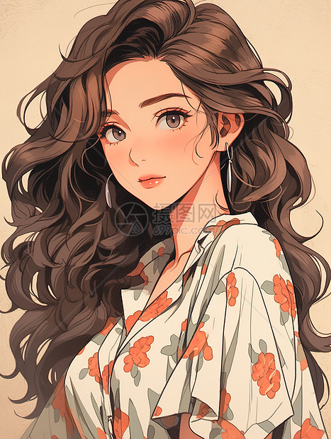 时尚大波浪美女插画图片下载-正版图片402504539-摄图网