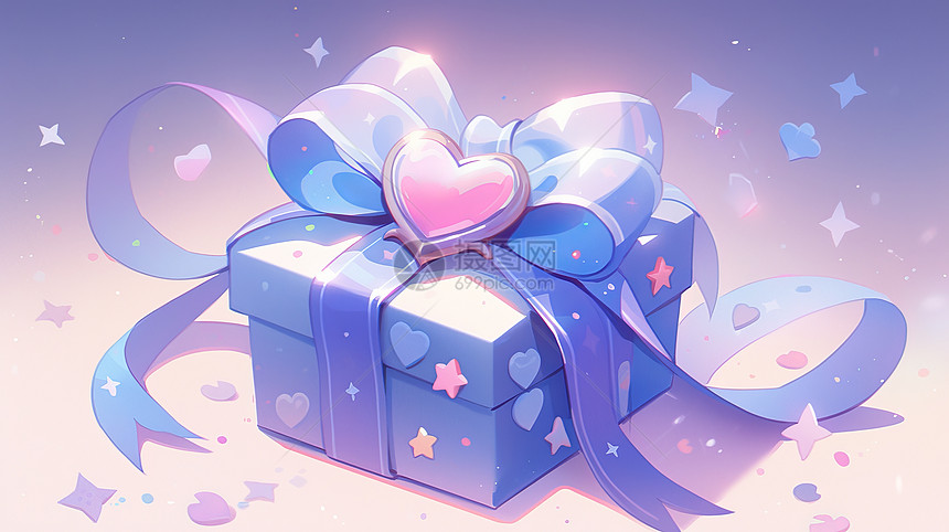 漂亮的紫色卡通礼物盒图片
